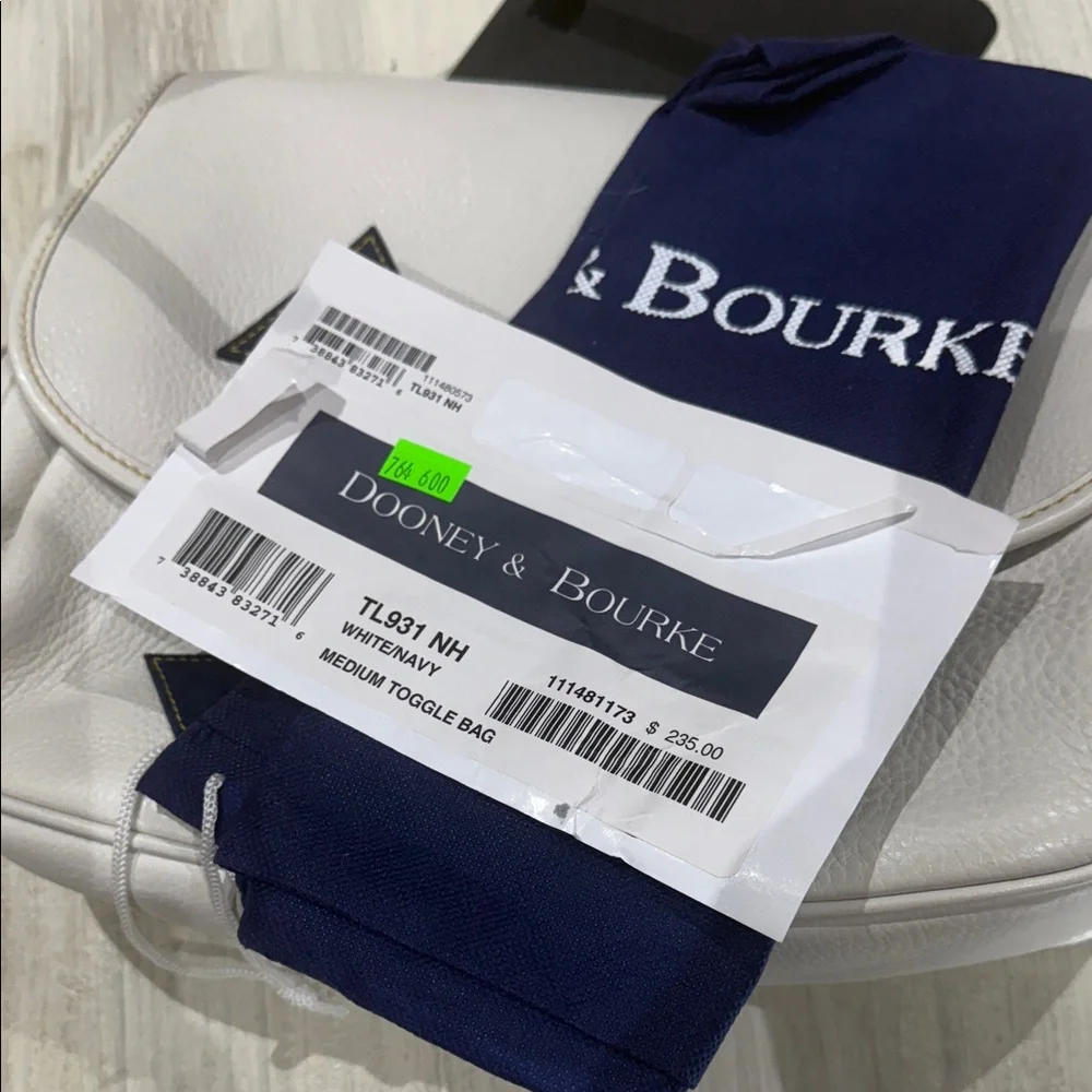 Dooney & Bourke White and Navy Medium Toggle Crossbody Bag